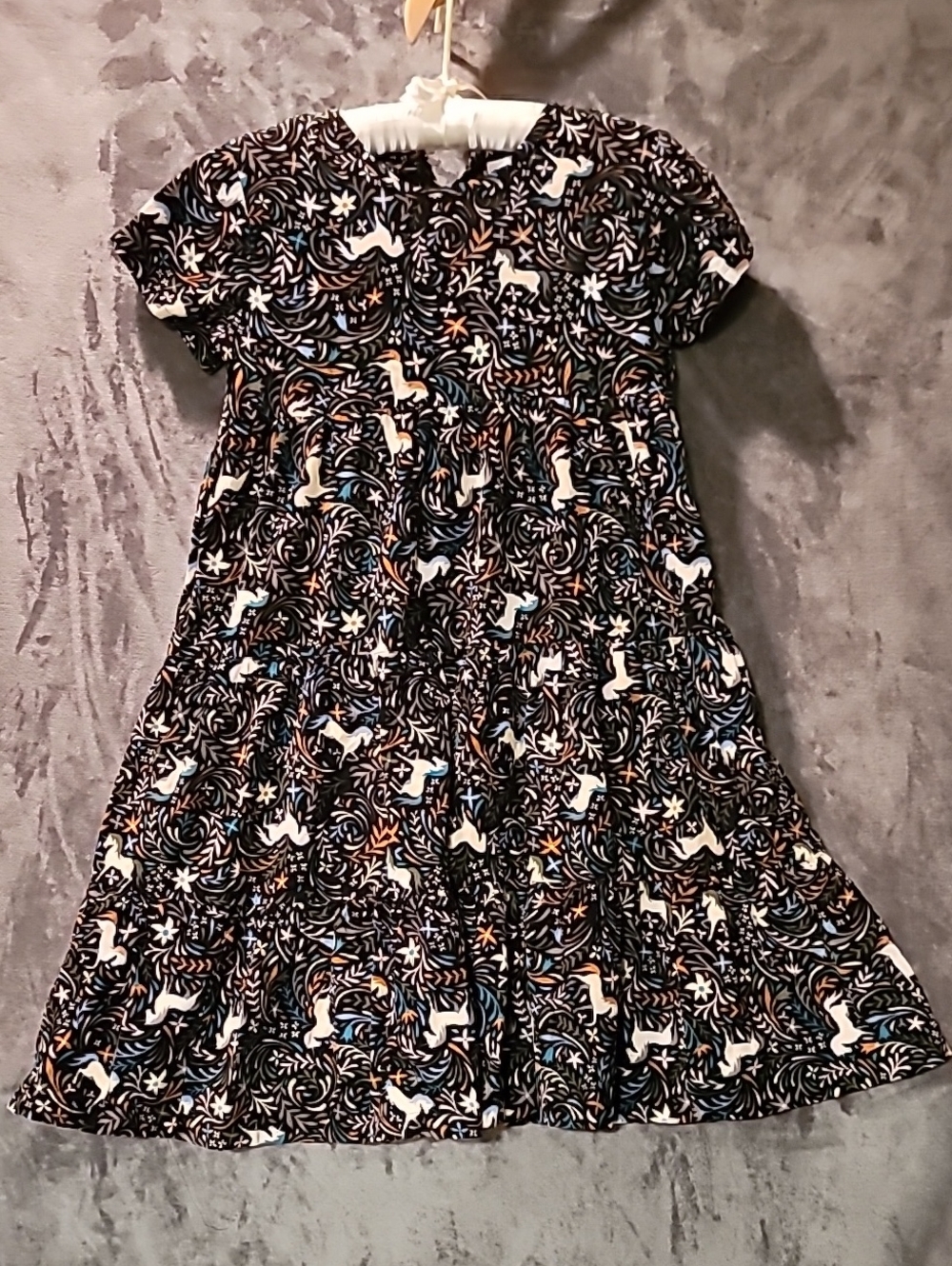 Hanna Andersson Navy Unicorn Print Knit Dress